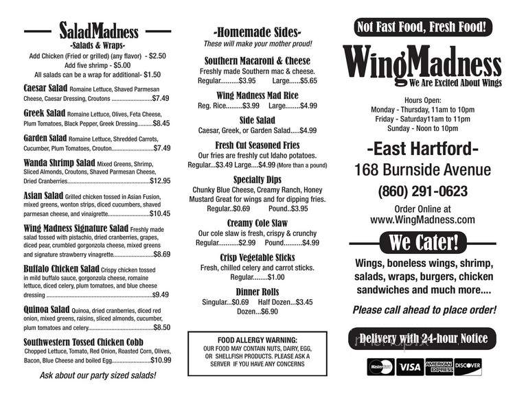 Wing Madness - East Hartford, CT menu_pic