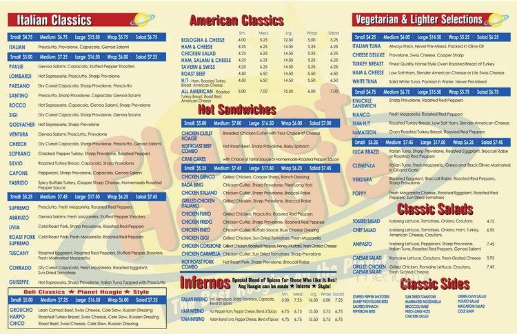 Planet Hoagie - Wilmington, DE menu_pic