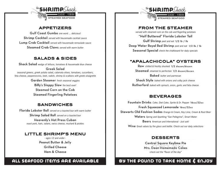 Shrimp Shack - Santa Rosa Beach, FL menu_pic