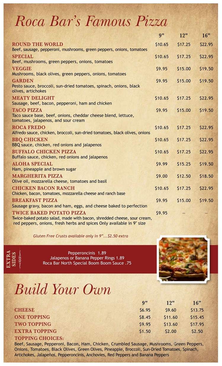 Roca Bar North - Evansville, IN menu_pic