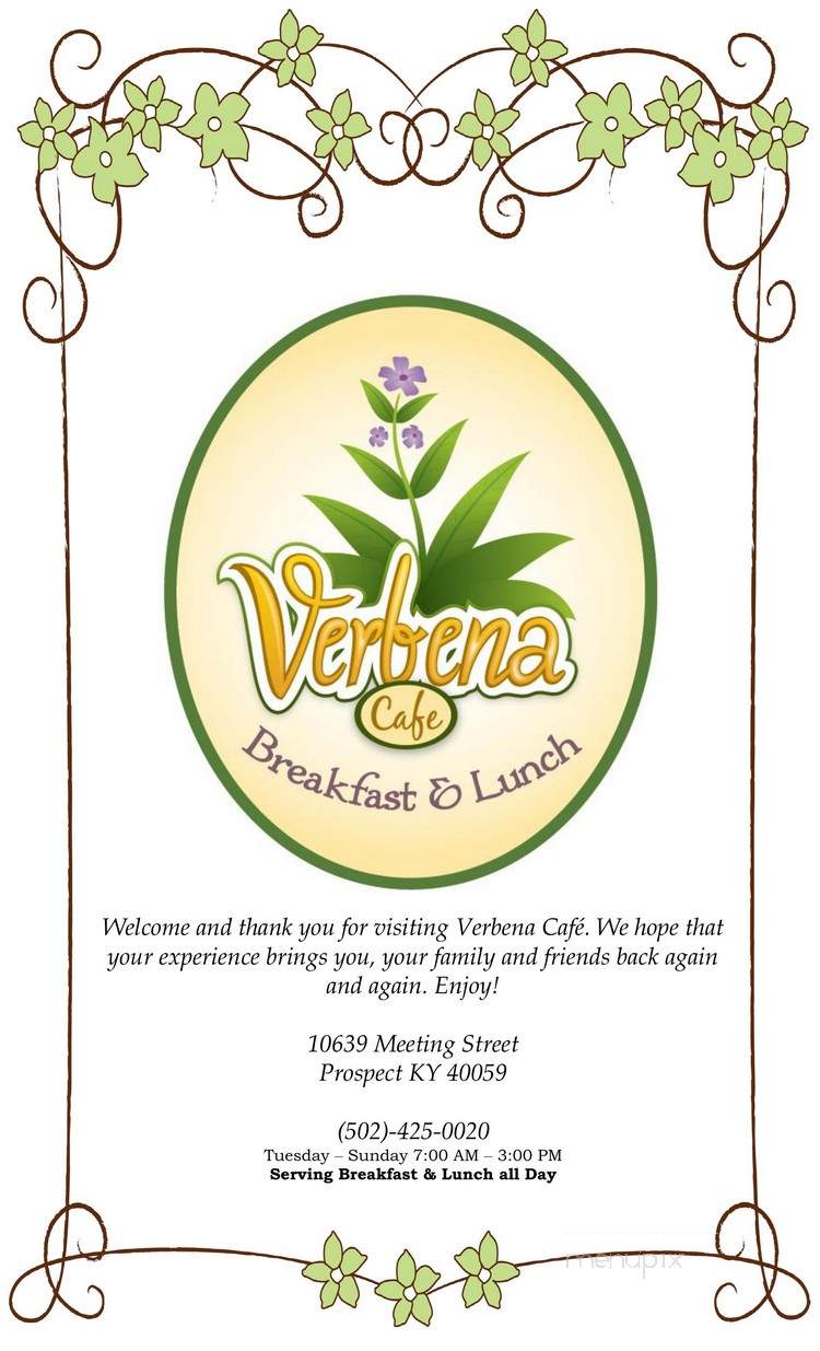 Verbena Cafe - Prospect, KY menu_pic