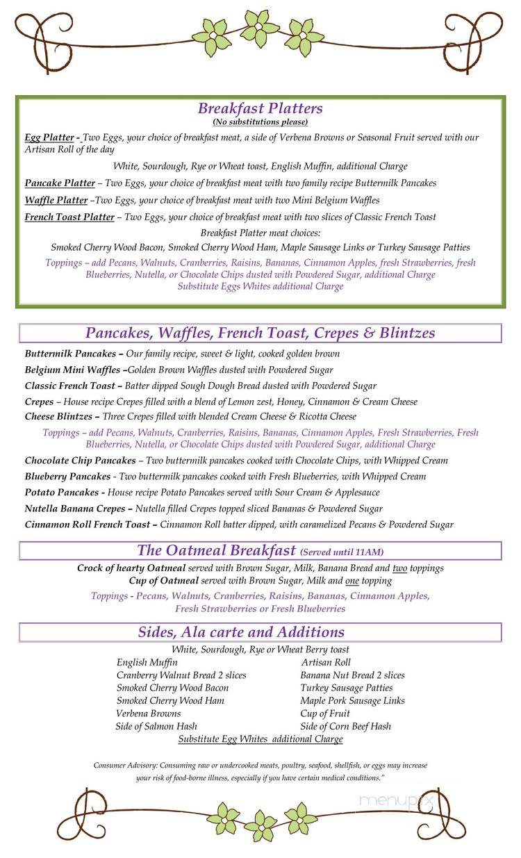 Verbena Cafe - Prospect, KY menu_pic
