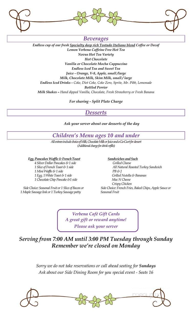 Verbena Cafe - Prospect, KY menu_pic
