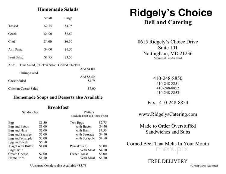 Ridgely's Choice Deli and Catering - Nottingham, MD