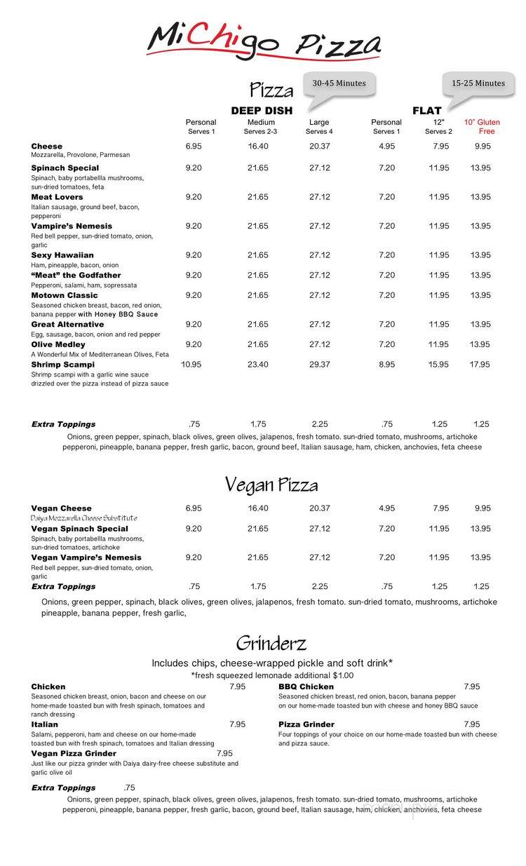 Michigo Pizza - Ferndale, MI menu_pic