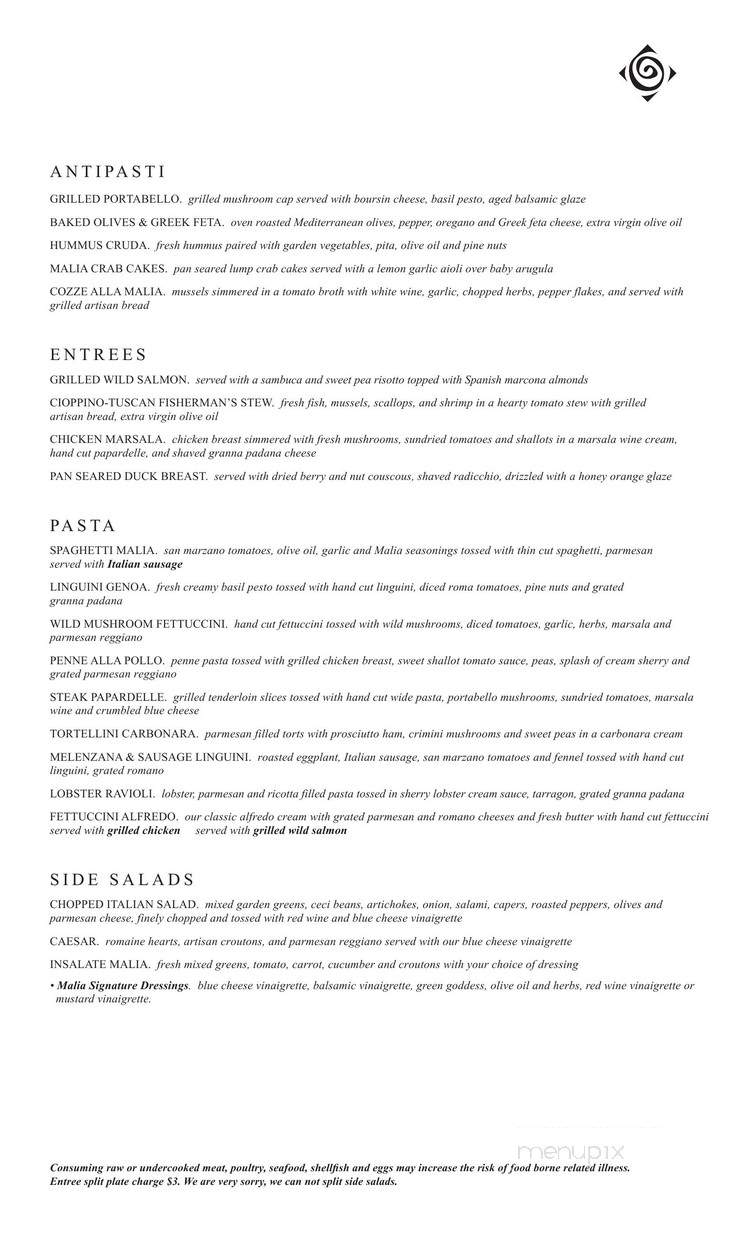 Malia - Battle Creek, MI menu_pic