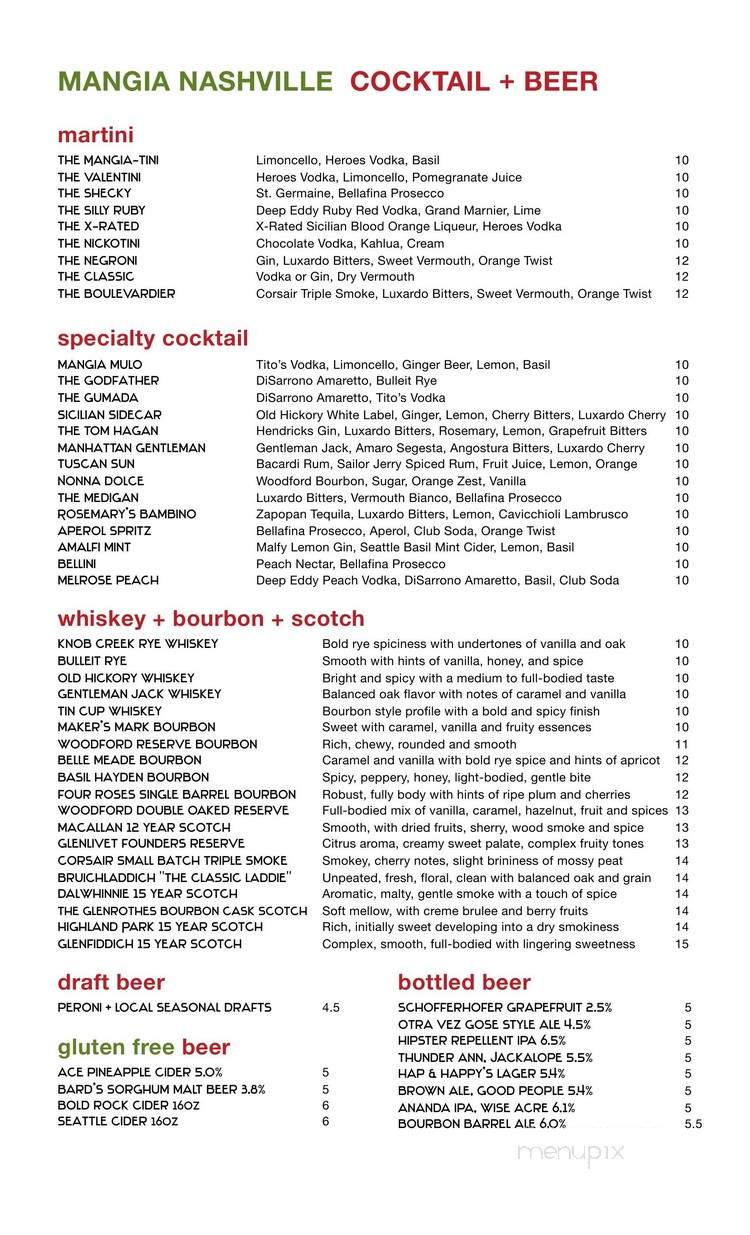 Mangia Nashville - Franklin, TN menu_pic