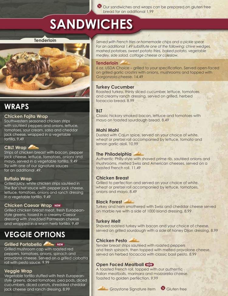 Graystone Ale House - De Pere, WI menu_pic