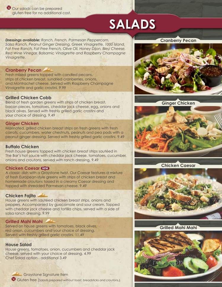 Graystone Ale House - De Pere, WI menu_pic