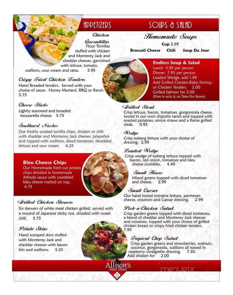 Allison's Finer Diner - Mount Vernon, OH menu_pic