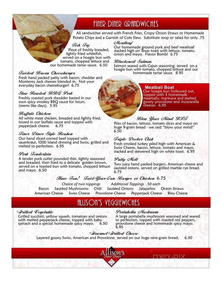 Allison's Finer Diner - Mount Vernon, OH menu_pic
