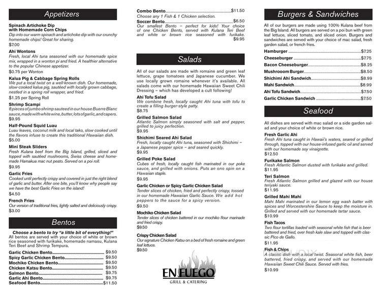 En Fuego Grill & Poke - Kapolei, HI menu_pic