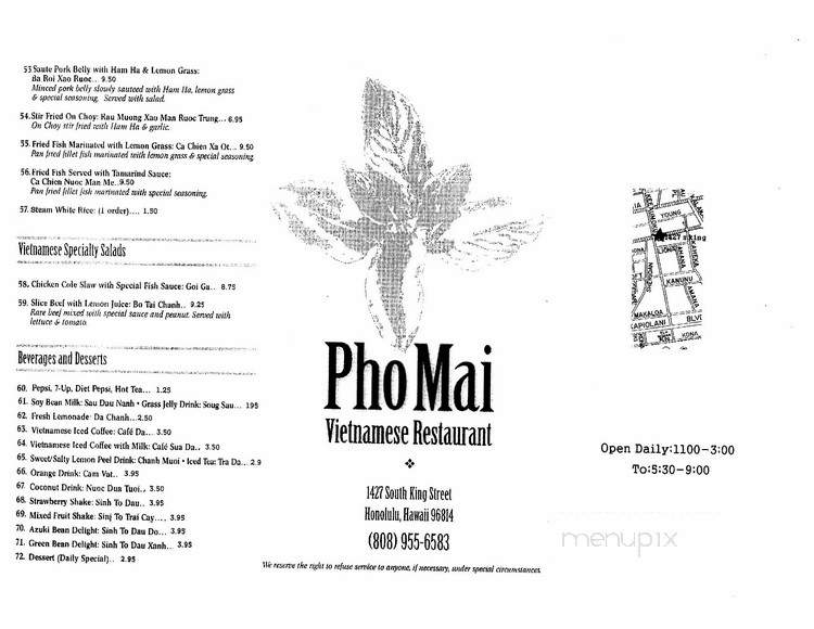Pho Mai - Honolulu, HI menu_pic