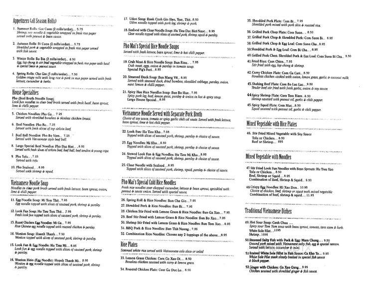 Pho Mai - Honolulu, HI menu_pic