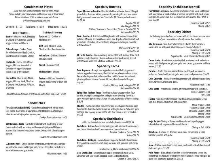 Los Chaparros - Honolulu, HI menu_pic