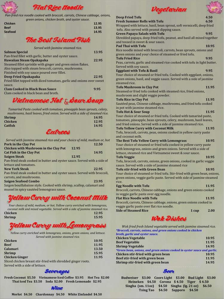 Pho Saigon - Lahaina, HI menu_pic