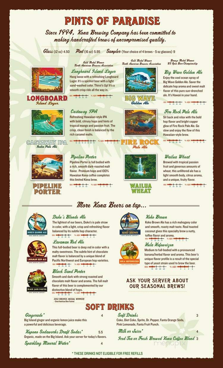 Kona Brewing Co Inc - Kailua Kona, HI menu_pic