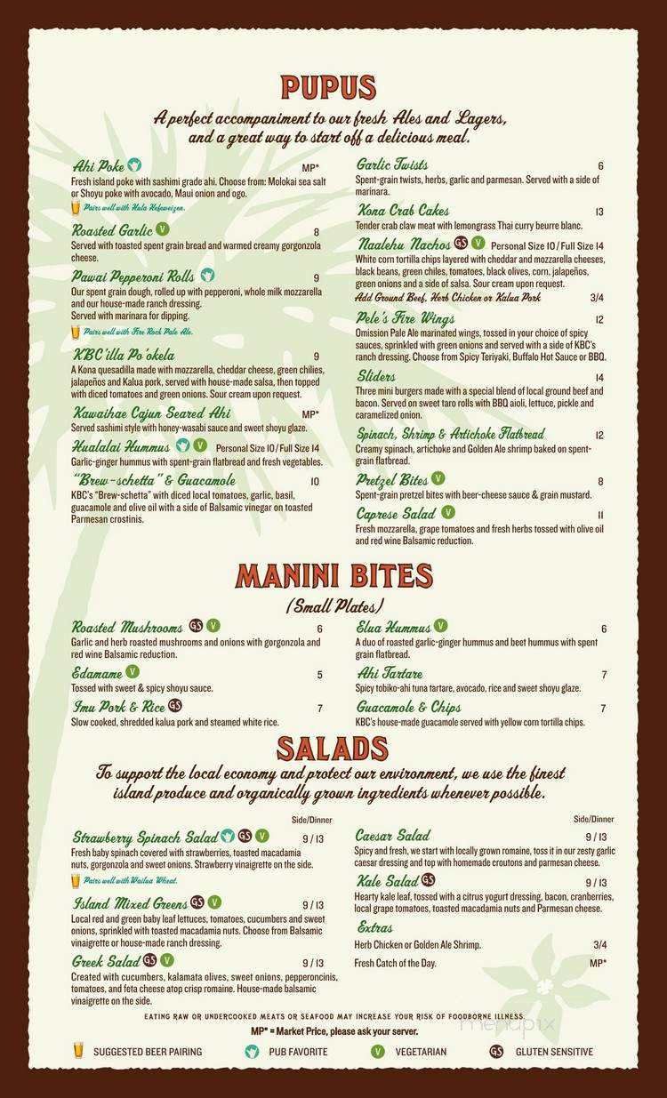 Kona Brewing Co Inc - Kailua Kona, HI menu_pic