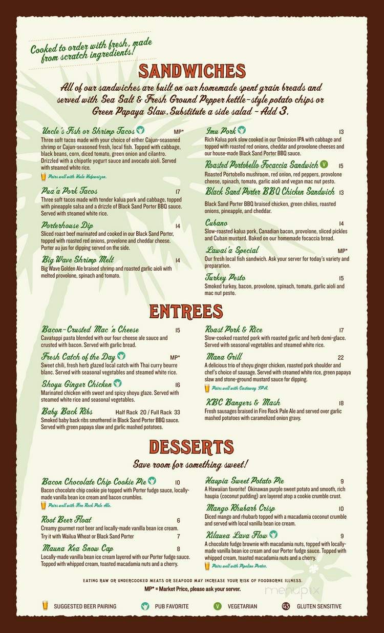 Kona Brewing Co Inc - Kailua Kona, HI menu_pic