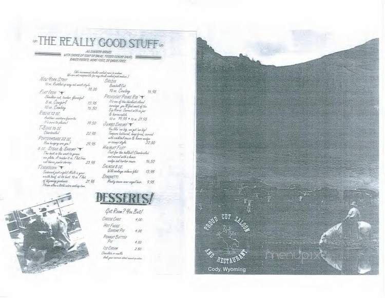 Proud Cut Saloon - Cody, WY menu_pic