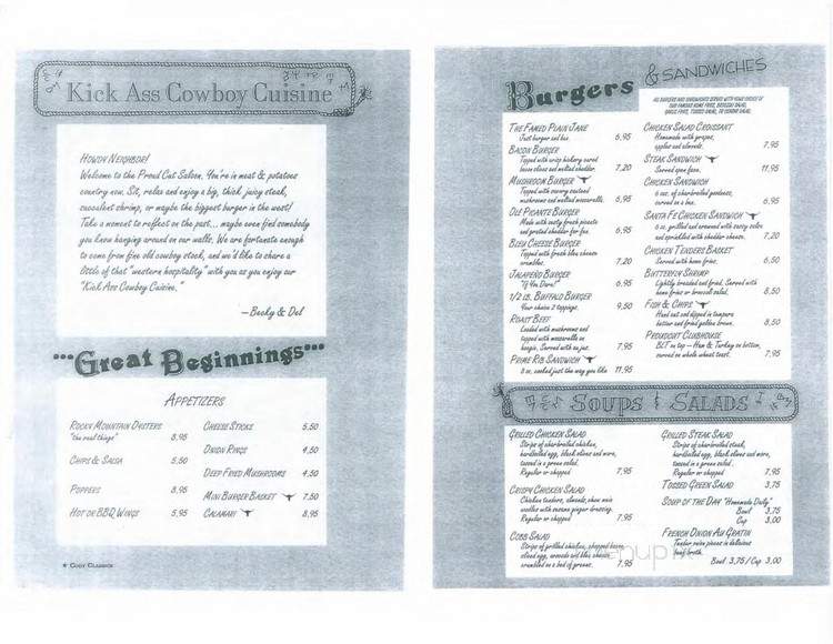 Proud Cut Saloon - Cody, WY menu_pic