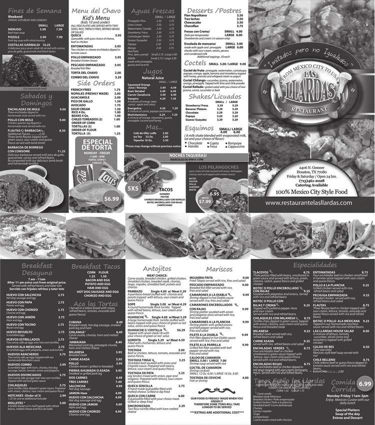 Las Llardas Bar - Houston, TX menu_pic
