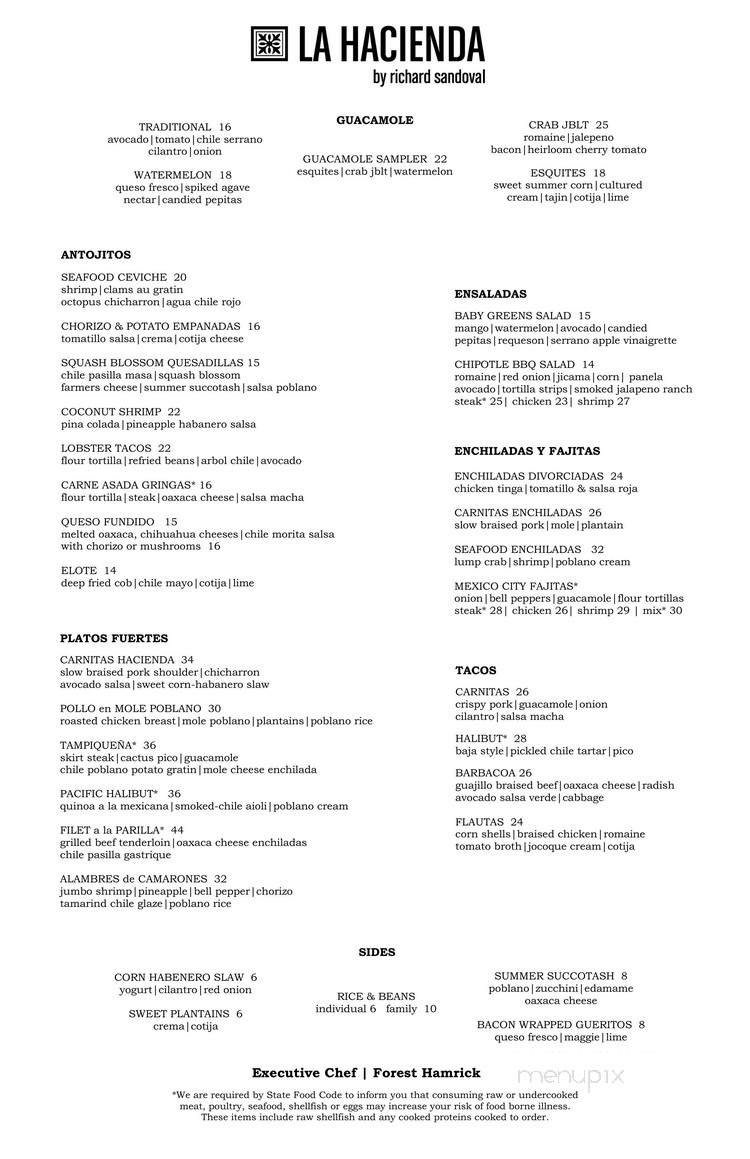 La Hacienda - Scottsdale, AZ menu_pic