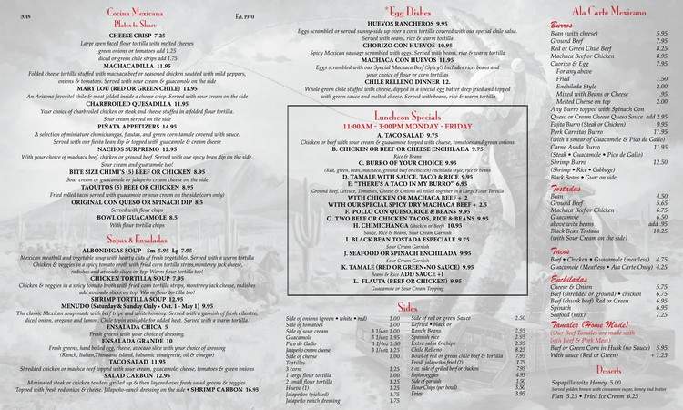 La Pinata Mexican Food - Phoenix, AZ menu_pic