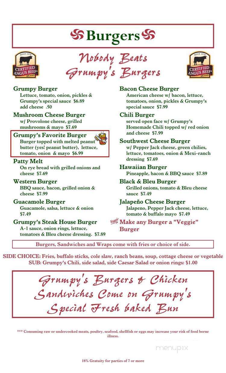 Grumpy's Grill - Tucson, AZ menu_pic