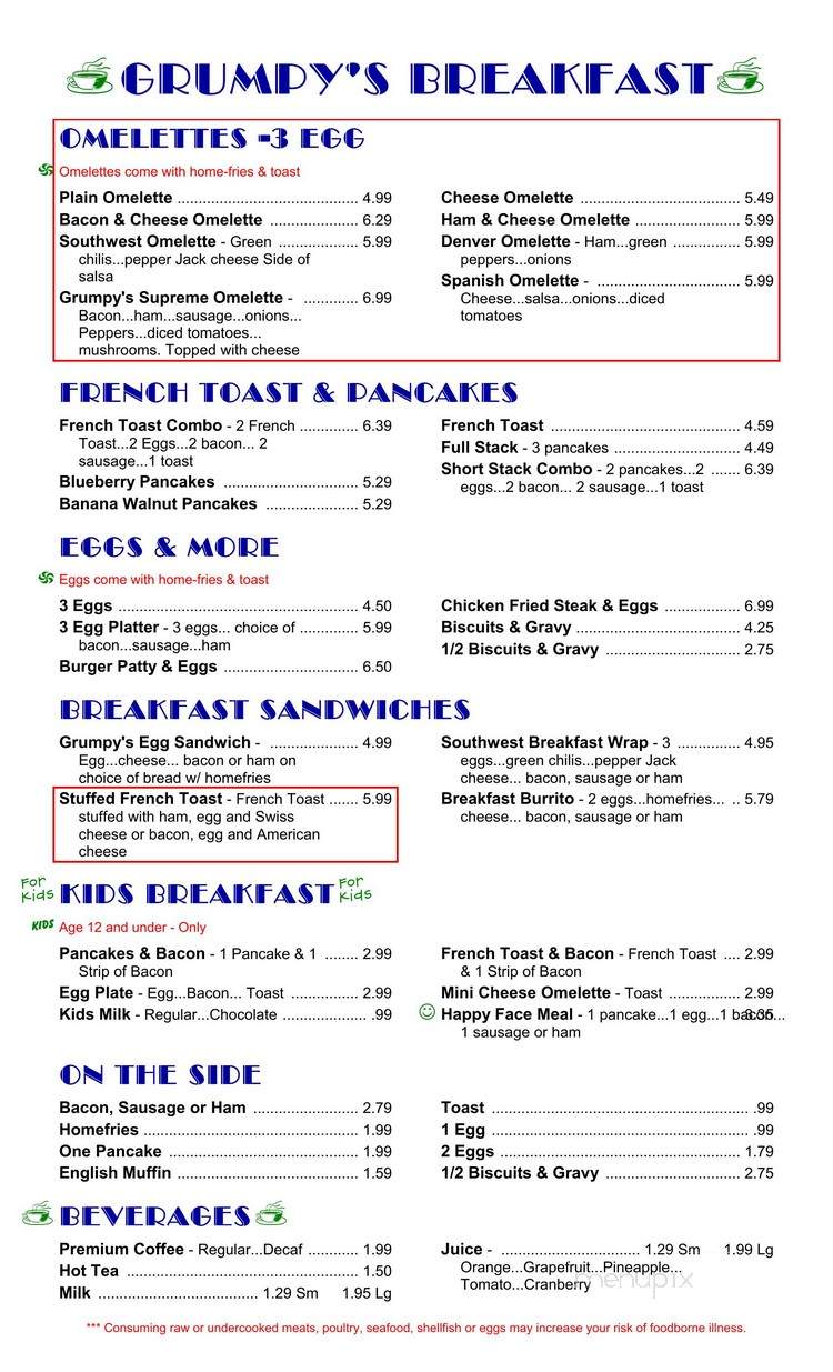 Grumpy's Grill - Tucson, AZ menu_pic