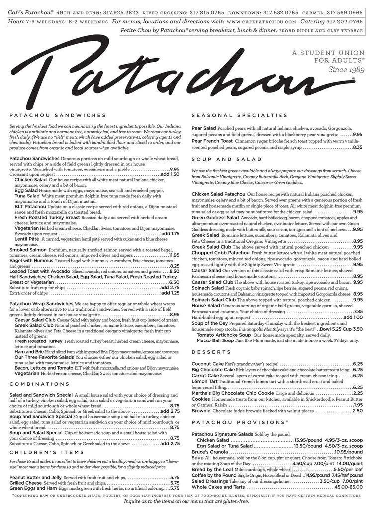 Cafe Patachou - Indianapolis, IN menu_pic