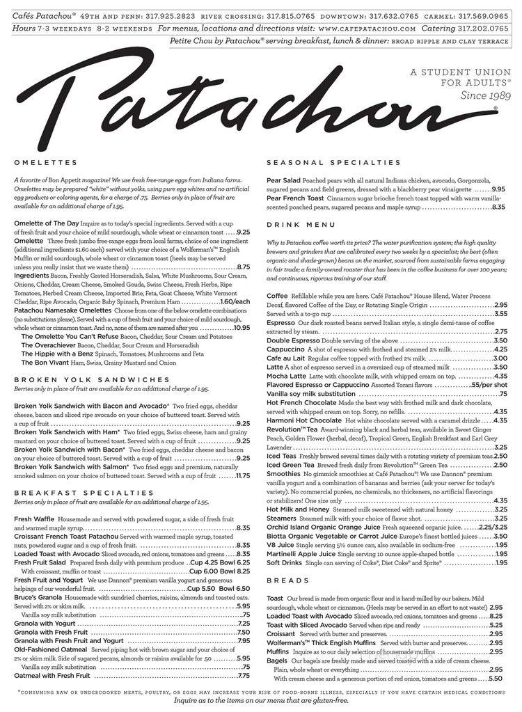 Cafe Patachou - Indianapolis, IN menu_pic
