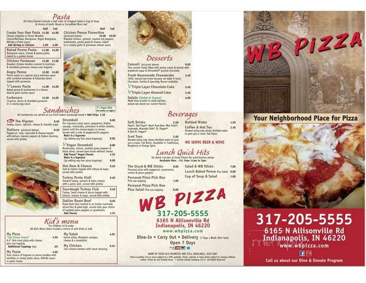 WB Pizza - Indianapolis, IN menu_pic