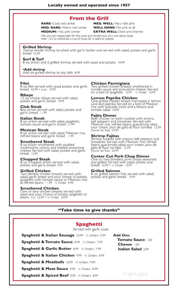 Candlelite Inn - Arlington, TX menu_pic