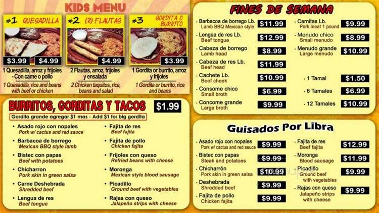 La Nueva Puntada - Grand Prairie, TX menu_pic