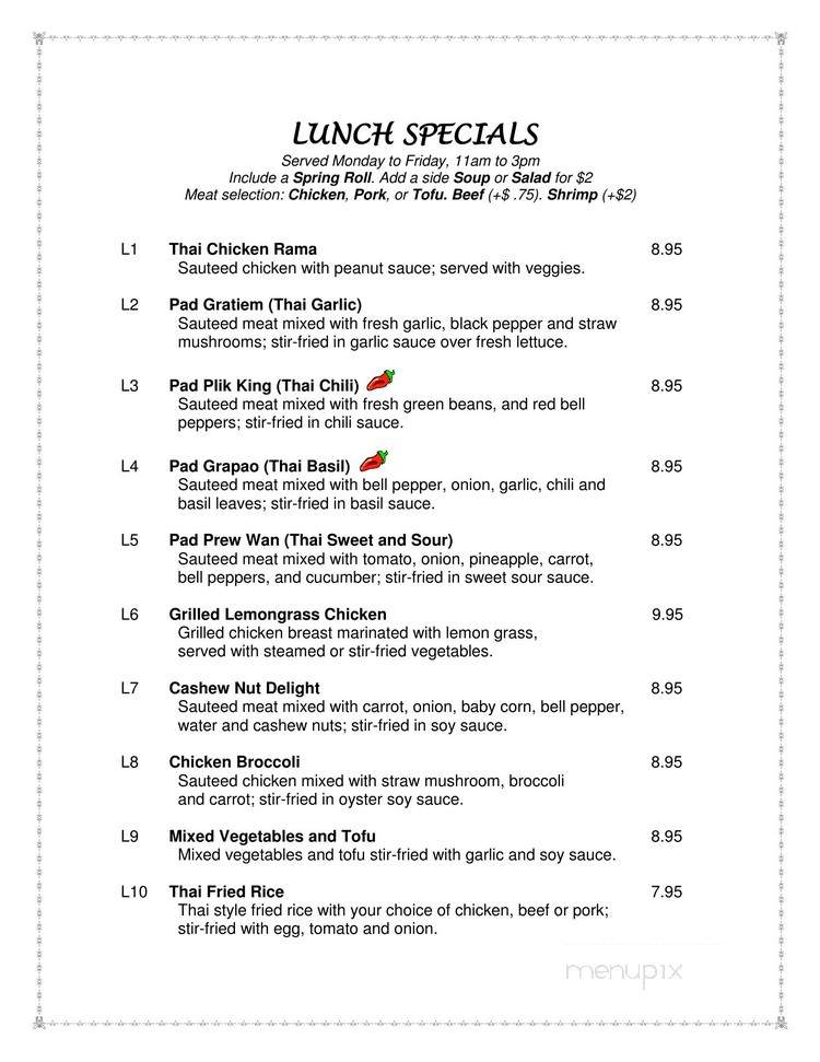 Thai Orchid Restaurant - Dallas, TX menu_pic
