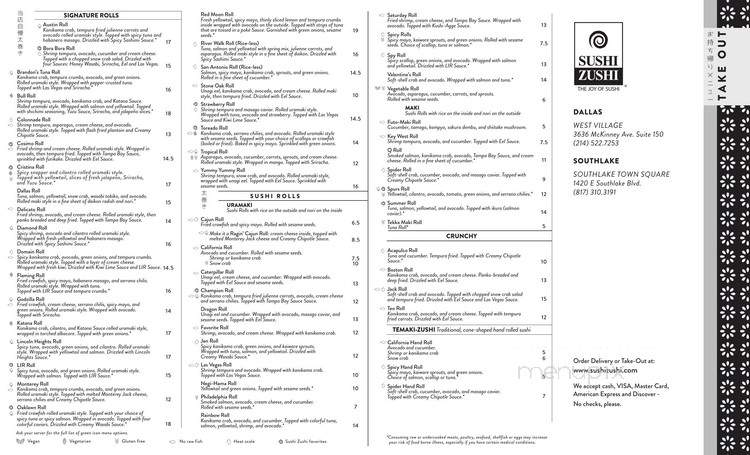 Sushi Zushi - Dallas, TX menu_pic