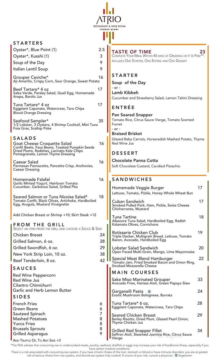 Atrio Restaurant - Miami, FL menu_pic