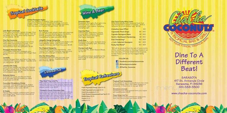 Cha Cha Coconuts - St Petersburg, FL menu_pic