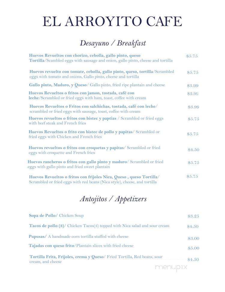 El Arroyito - Miami, FL menu_pic