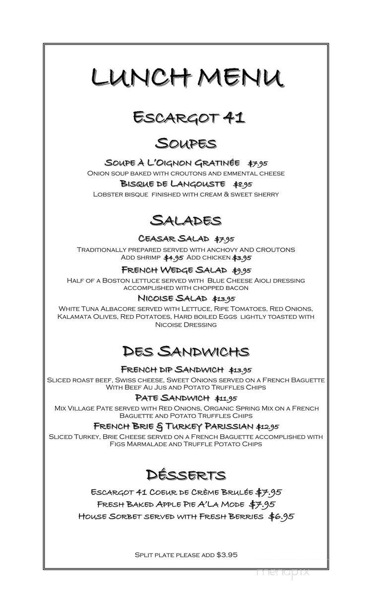 Escargot 41 - Naples, FL menu_pic