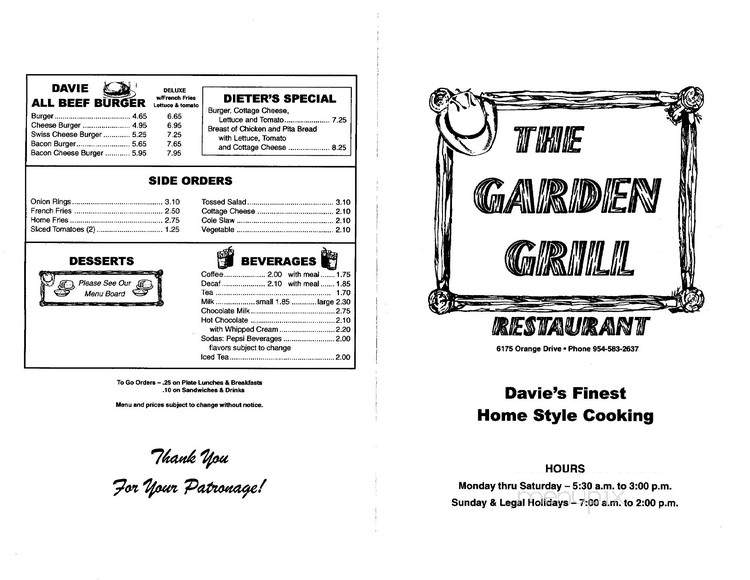 Garden Grill - Davie, FL menu_pic