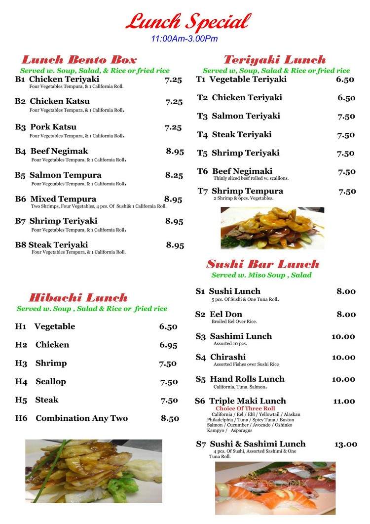 Hana Sushi - Fernandina Beach, FL menu_pic