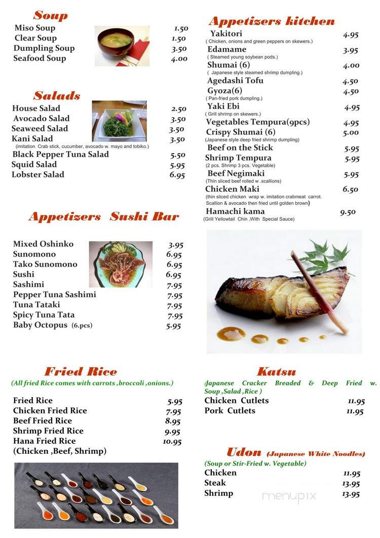 Hana Sushi - Fernandina Beach, FL menu_pic