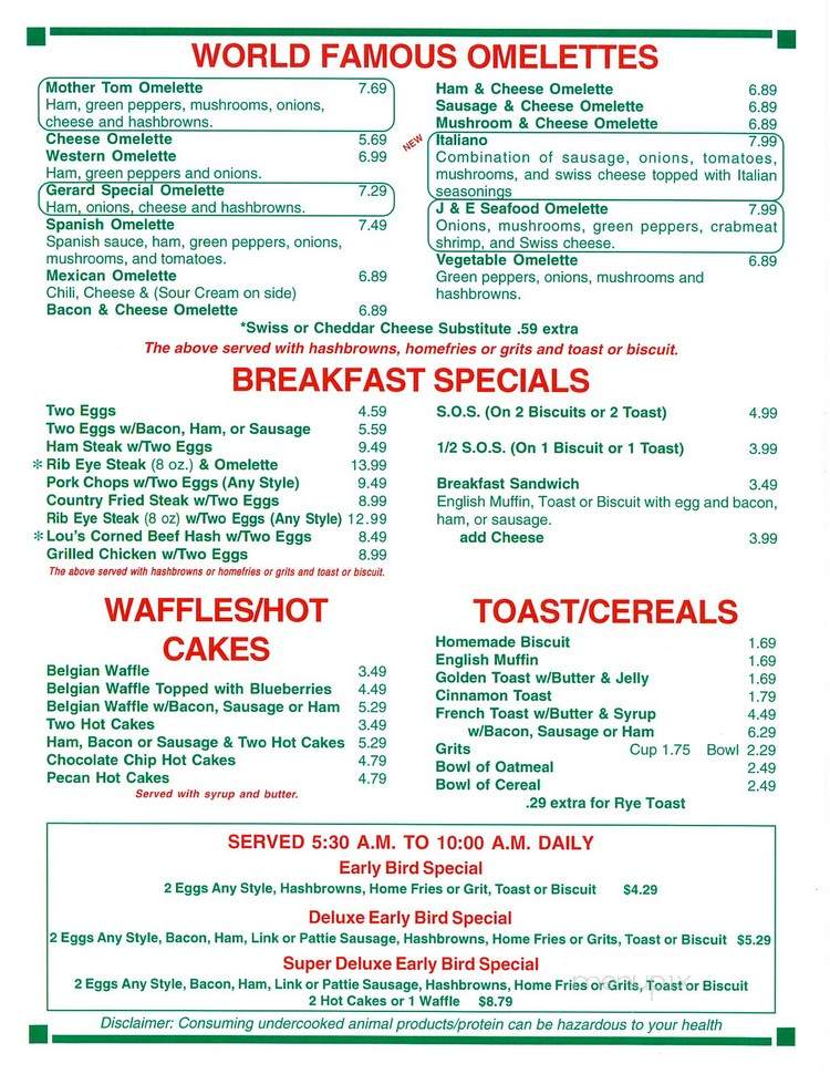Joe & Eddie's Restaurant - Fort Walton Beach, FL menu_pic