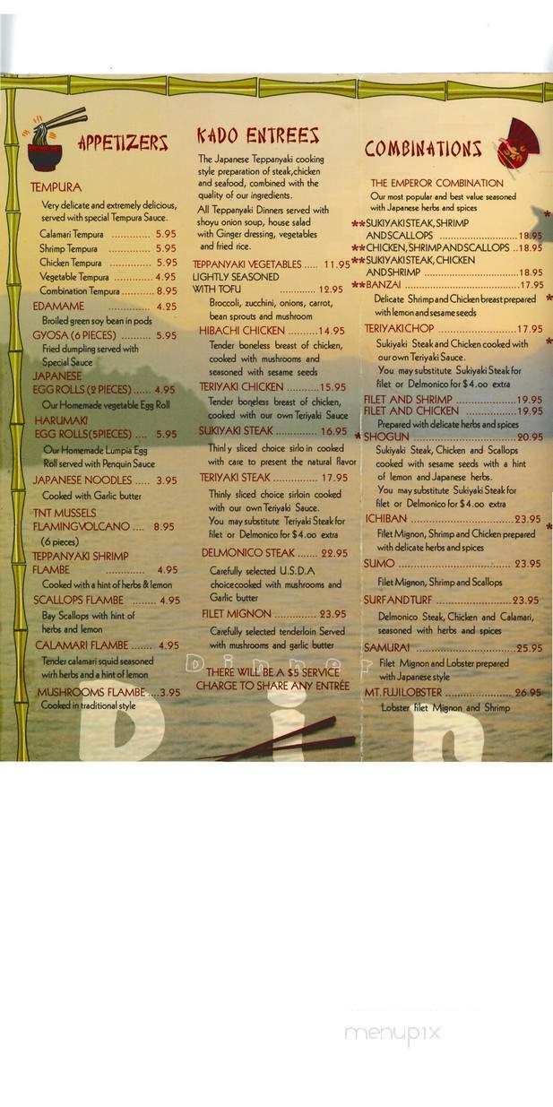 Kado Japanese Steak House & Ssh - Tampa, FL menu_pic
