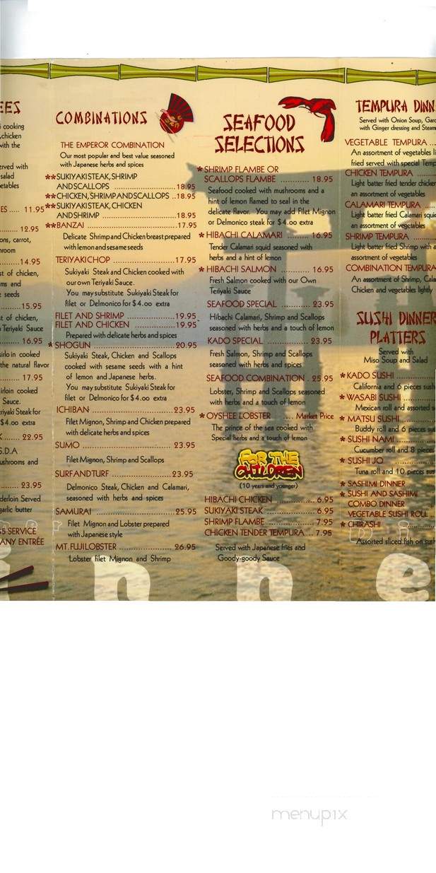 Kado Japanese Steak House & Ssh - Tampa, FL menu_pic
