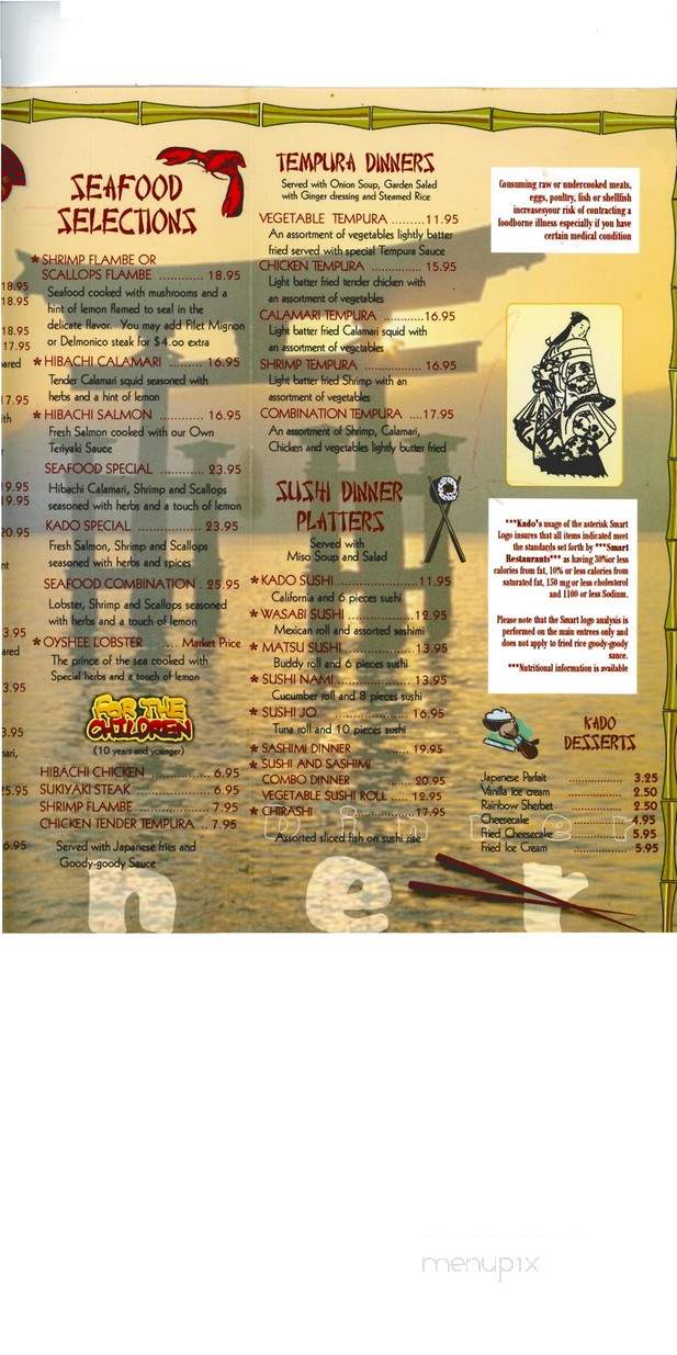 Kado Japanese Steak House & Ssh - Tampa, FL menu_pic