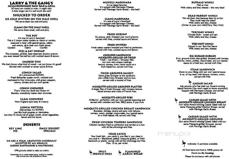 Lazy Flamingo II - Sanibel, FL menu_pic
