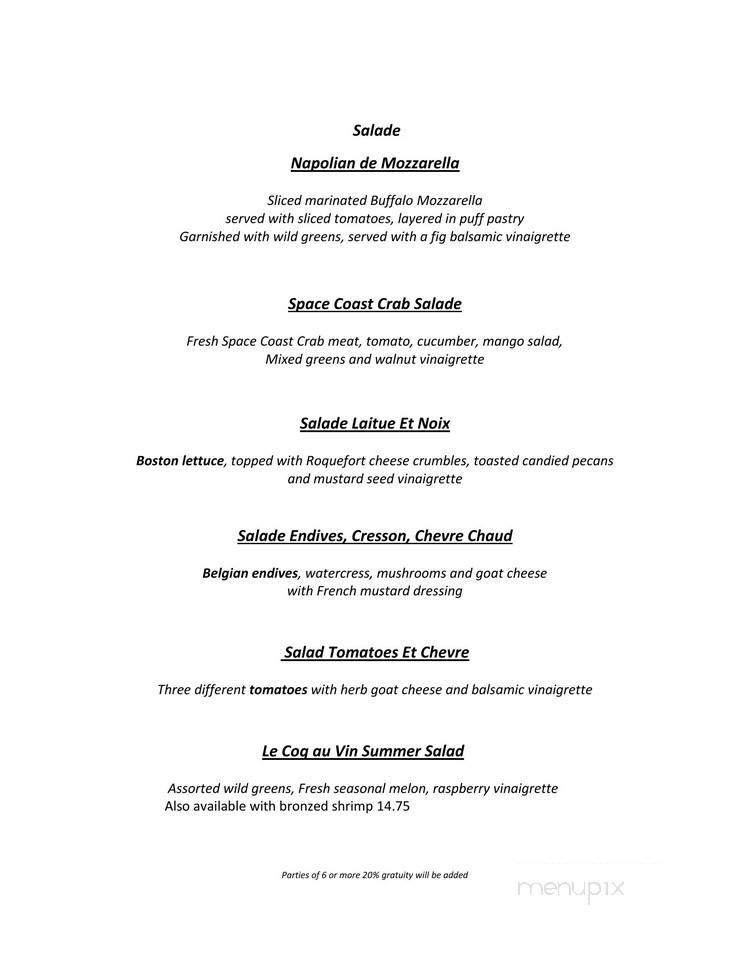 Le Coq Au Vin - Orlando, FL menu_pic
